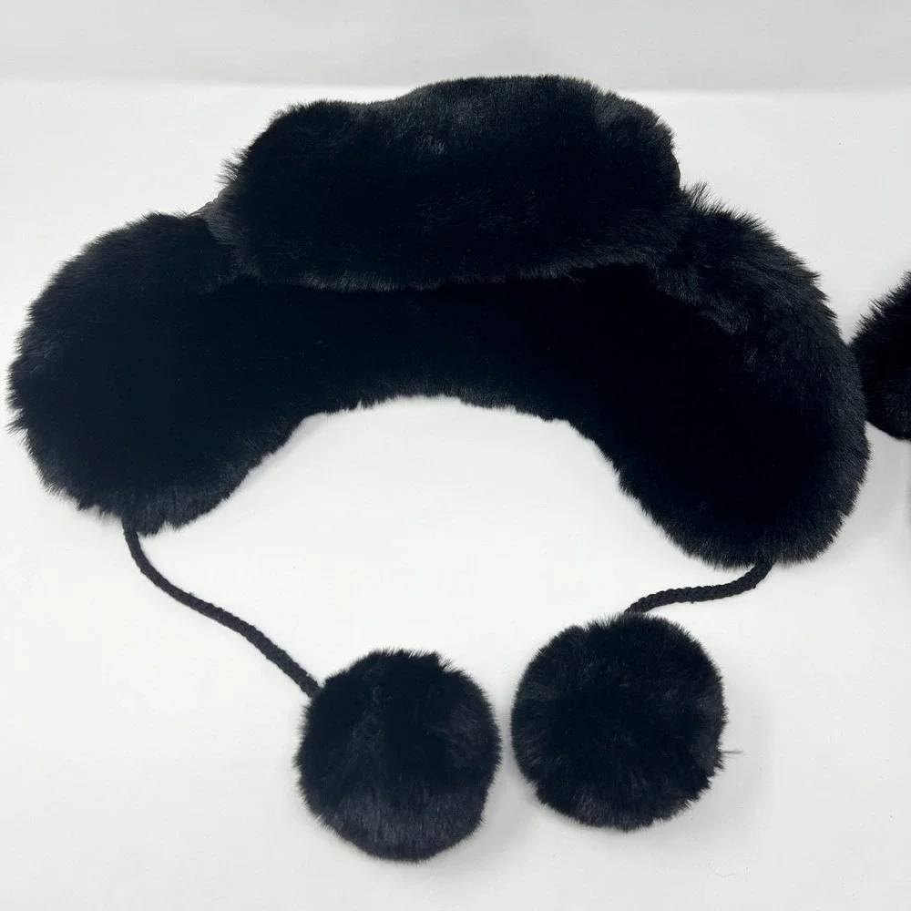 Justice Girls Metallic Purple Quilted Trapper Hat and‎ Mittens Set Faux Fur Trim